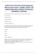 CLEP Human Growth and Development REA Practice Exam 1 EXAM LATEST 100 QUESTIONS AND ANSWERS