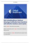 2024 UnitedHealthcare Medicare Advantage Certification Exam Questions with Definitive Solutions Latest Update 