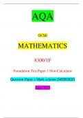 AQA GCSE MATHEMATICS 8300/1F Foundation Tier Paper 1 Non-Calculator ...