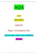 AQA GCSE PHYSICS 8463/1F Paper 1 Foundation Tier Question Paper + Mark scheme [MERGED] June 2023