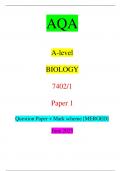 AQA A-level BIOLOGY 7402/1 Paper 1 Question Paper + Mark Scheme [MERGED ...