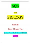 AQA GCSE BIOLOGY 8461/2H Paper 2 Higher Tier Question Paper + Mark scheme [MERGED] June 2023