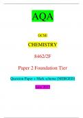 AQA GCSE CHEMISTRY 8462/2F Paper 2 Foundation Tier Question Paper + Mark scheme [MERGED] June 2023