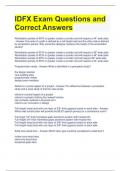 IDFX Exam Questions and Correct Answers 