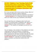 ELNEC Pallative Care Nursing. End of LIfe Nursing Education Consortium. Module 2: Communication in Palliative Care. Section 2: Communication Techniques Questions And Answers 100% A+