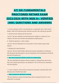 ATI RN FUNDAMENTALS PROCTORED RETAKE EXAM 2023/2024 WITH NGN A+ VERIFIED (400) QUESTIONS AND ANSWERS