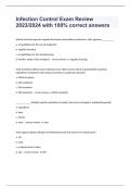 Infection Control Exam Review 2023/2024 with 100% correct answers