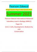 Pearson Edexcel Merged Question Paper & Mark Scheme (Final) Summer 2023 Pearson Edexcel International Advanced Subsidiary Level In Biology (WBI12) Paper 01 Unit 2: Cells, Development, Biodiversity and Conservation