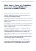 Idaho Statutes, Rules, and Regulations Common to All Lines (CH.6) with Complete Solutions (Graded A)