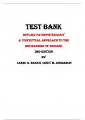Applied Pathophysiology  A Conceptual Approach to the  Mechanisms of Disease  3rd Edition Test Bank By  Carie A. Braun, Cindy M. Anderson | Chapter 1 – 18, Latest - 2023/2024|