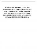 NURSING NR 509 APEA EXAM 2024  WOMENS S HEALTH EXAM. QUESTION AND CORRECT DETAILED ANSWER  AND RATIONALE COMPLETE EXAM  2023-2025| LATEST NR 509 APEA EXAM |  GUARANTEED PASS | GRADED A