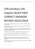 LATEST CPR and Basic Life Support QUICK PASS CORRECT ANSWERS REVISED 2023//2024