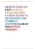 HESI PN LPN/LVN EXIT ACTUAL EXAM 2023 2024 LATEST EXAM V2 QUESTIONS AND CORRECT ANSWERS/AGRADED|NEWEST VERSION) 