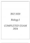 BIO 1020 BIOLOGY I COMPLETED EXAM 2024.