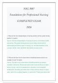 NSG 3007 FOUNDATIONS FOR PROFESSIONAL NURSING COMPLETED EXAM 2024