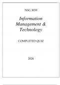 NSG 3039 INFORMATION MANAGEMENT & TECHNOLOGY COMPLETED QUIZ 2024