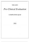 NSG 6021 PRE - CLINICAL EVALUATION COMPLETED QUIZ 2024.