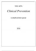 NSG 4074 CLINICAL PREVENTION COMPLETED QUIZ 2024