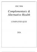 HSC 3004 COMPLEMENTARY & ALTERNATIVE HEALTH COMPLETED QUIZ 2024