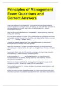 Principles of Management Exam Questions and Correct Answers