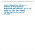 Alpha Phi Alpha Risk Management QUESTIONS AND ANSWERS QUESTIONS AND CORRECT DETAILED ANSWERS WITH RATIONALES VERIFIED ANSWERS ALREADY GRADED A+