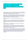 LCSW Exam: Human Development, Diversity, and Behavior in the Environment Questions and Answers 2023