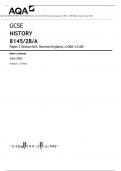 AQA GCSE HISTORY 8145/2B/A Paper 2 Section B/A Norman England, c1066–c1100 Mark scheme June 2023 Version: 1.0 Final ACTUAL PAPER