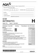 AQA GCSE MATHEMATICS Higher Tier Paper 2 Calculator QP 2023 ACTUAL PAPER