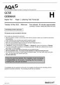 AQA GCSE GERMAN Higher Tier Paper 1 Listening Test Transcript 2023 ACTUAL PAPER