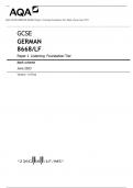 AQA GCSE GERMAN 8668/LF Paper 1 Listening Foundation Tier Mark scheme June 2023 Version: 1.0 Final ACTUAL PAPER