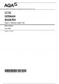 AQA GCSE GERMAN 8668/RH Paper 3 Reading Higher Tier Mark scheme June 2023 Version: 1.0 Final ACTUAL PAPER
