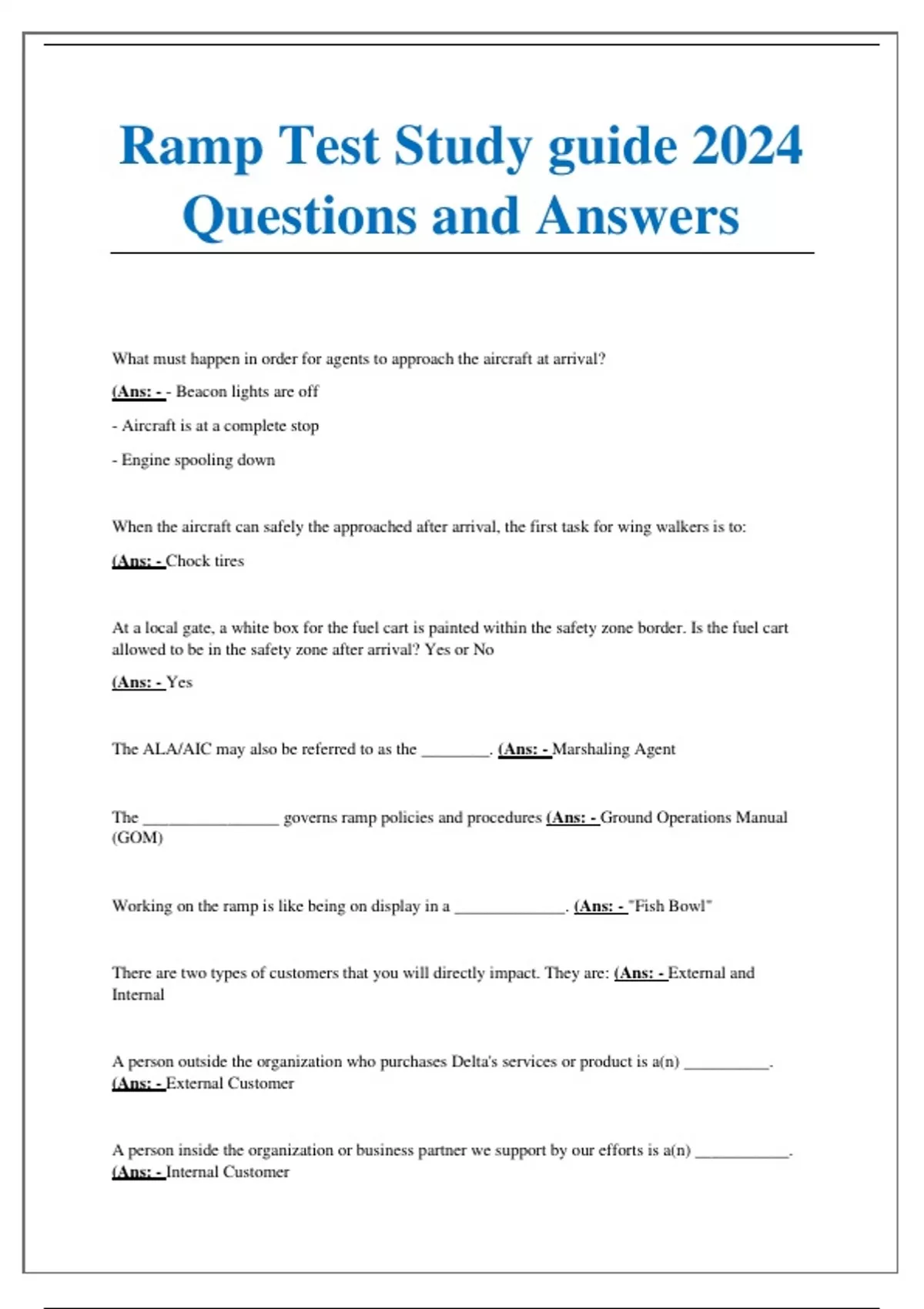 Ramp Test Study guide 2024 Questions and Answers Ramp Stuvia US