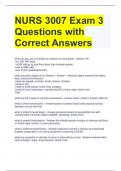 NURS 3007 Exam 3 Questions with Correct Answers