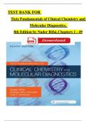 TEST BANK For Tietz Fundamentals of Clinical Chemistry and Molecular Diagnostics, 8th Edition by Nader Rifai, Verified Chapters 1 - 49, Complete Newest Version