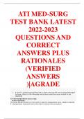 MEDATI MED ATI MED-SURG TEST BANK LATEST TEST BANK LATEST TEST BANK LATEST TEST BANK LATEST 2022 -2023 QUESTIONS AND QUESTIONS AND CORRECT CORRECT ANSWERS PLUS RATIONALES RATIONALES RATIONALES (VERIFIED ANSWERS )|AGRADE 1. A nurse is reinforcing teaching 