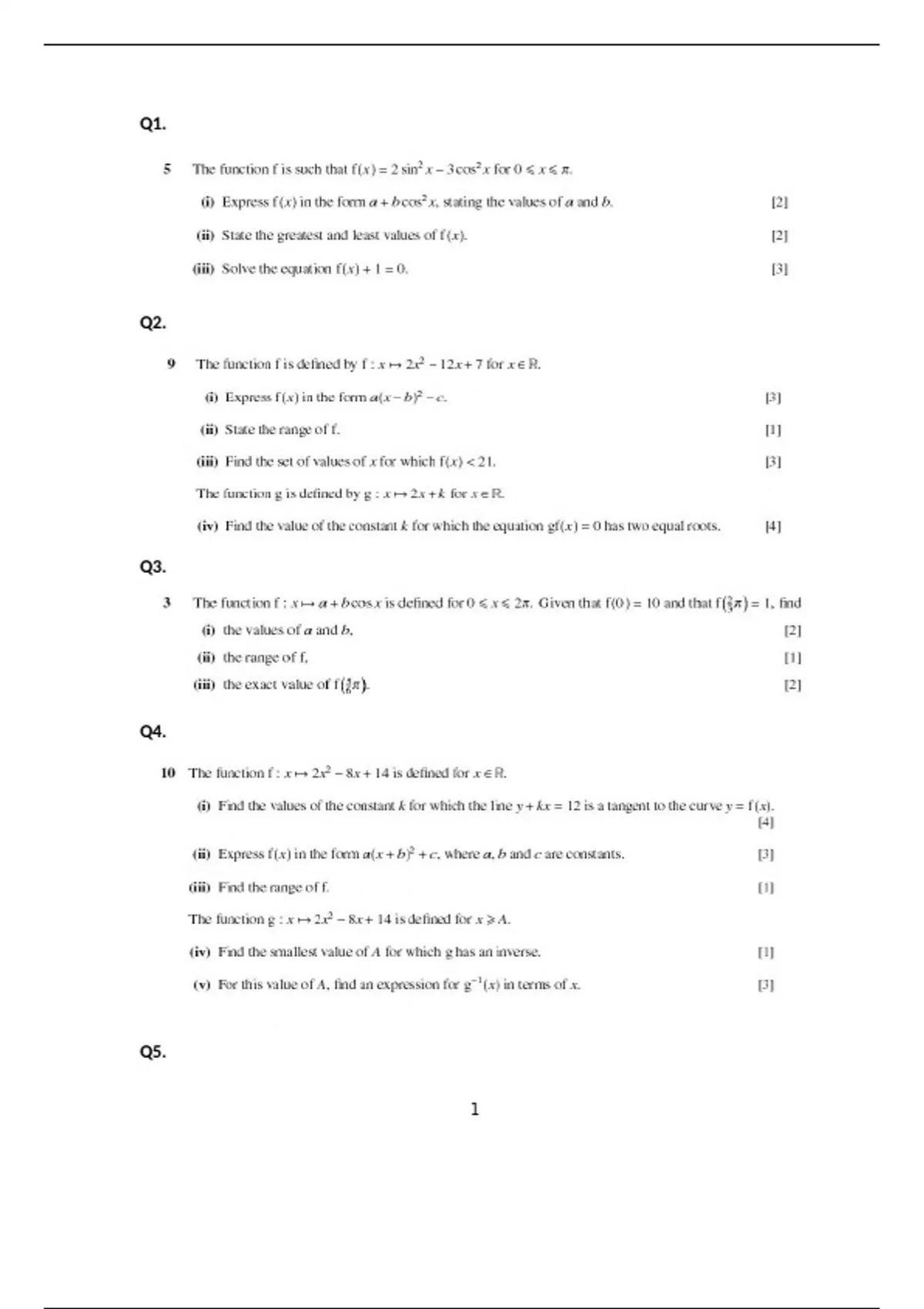 IGCSE AS and A level pure math 1 ( chapter 2: Functions and ...