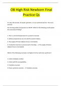 OB High Risk Newborn Final  Practice Qs