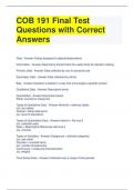 COB 191 Final Test Questions with Correct Answers