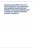 Portage Learning BIOD 152 A & P 2 FINAL EXAM 2023 -2024 QUESTIONS AND ANSWERS QUESTIONS AND CORRECT DETAILED ANSWERS WITH RATIONALES VERIFIED ANSWERS ALREADY GRADED A+