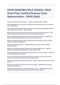 CRCR EXAM MULTIPLE CHOICE, CRCR Exam Prep, Certified Revenue Cycle Representative - CRCR (2024) Questions and Answers ( A+ GRADED 100% VERIFIED).