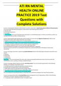 Test bank ATI RN MENTAL HEALTH ONLINE PRACTICE Test Questions with Complete Solutions