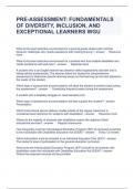 PRE-ASSESSMENT FUNDAMENTALS OF DIVERSITY, INCLUSION, AND EXCEPTIONAL LEARNERS QUESTIONS AND ANSWERS 2023