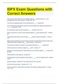 IDFX Exam Questions with Correct Answers