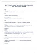 CH. 17: WORKSHEET #2 QUESTIONS AND ANSWER 2023 GRADED A+ UPDATECH. 17: WORKSHEET #2 QUESTIONS AND ANSWER 2023 GRADED A+ UPDATE