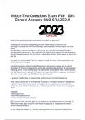 Webce Test Questions Exam With 100% Correct Answers 2023 GRADED A which of the following situations presents a situation of pure risk? -knowing that his family is depending on him, Frank wants to insure his life -wanting to increase his retirement savings