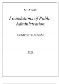 MPA 5001 FOUNDATIONS OF PUBLIC ADMINISTRATION COMPLETED EXAM 2024