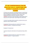 ATI RN COMPREHENSIVE ONLINE  PRACTICE 2023 A | QUESTIONS AND CORRECT ANSWERS| ALREADY  PASSED