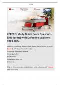 CPR/RQI study Guide Exam Questions (109 Terms) with Definitive Solutions 2023-2024. 