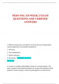 PEDS NSG 325 WEEK 2 EXAM  QUESTIONS AND VERIFIED  ANSWERS