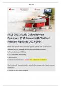 ACLS 2021 Study Guide Review Questions (151 terms) with Verified Answers Updated 2023-2024. 	